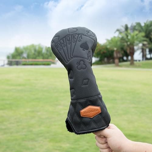 BAIRBRE Golf Club Covers Poker Golf Head Covers Driver Covers Fariway Wood Headcover Hybrid Covers Leather Golf Headcover with Number Tag for All Brand thumbnail 2