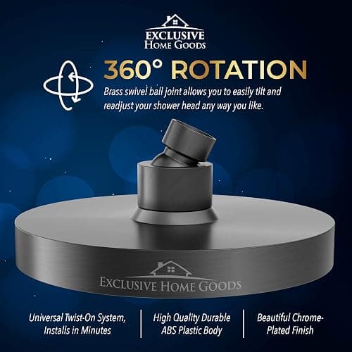 Rainfall 6" High Pressure 2.5 GPM Shower Heads with Anti-Clog 90 Rubber Jets - 360° Rotation Adjustable Rustproof Bathroom Shower Head thumbnail 5