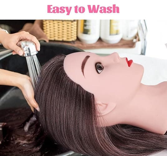 TopDirect Styling Head, 29.5inch 100% Synthetic Fiber Hairdressing Head, Cosmetology Training Mannequin Manikin Doll Head with Table Clamp Holder & DIY Hair Braid Set thumbnail 6