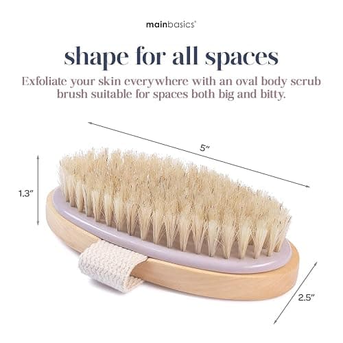 MainBasics Dry Brushing Body Brush for Lymphatic Drainage, Dry Skin, Cellulite, Blood Circulation with Exfoliating Natural Bristles for Flawless Skin thumbnail 5