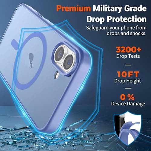 SUPFINE Magnetic for iPhone 16 Case (Compatible with MagSafe) (Military Grade Drop Protection) Slim Translucent Matte Shockproof Phone Cover,Blue Purple thumbnail 3