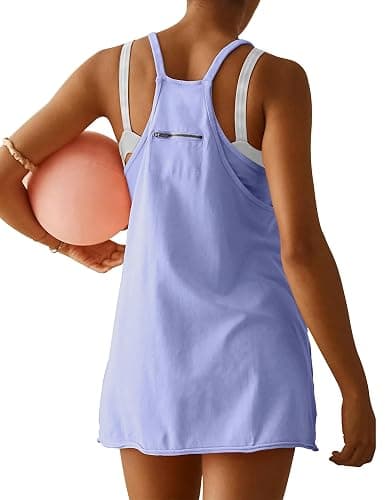 VIUTIL Womens Athletic Dress Built in Shorts Hot Shot Mini Dress Spaghetti Straps Tennis Workout 2026 Summer Romper Dress thumbnail 2