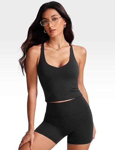 INGIA Womens V Neck Padded Tank Tops Spaghetti Criss Cross Strap Statement Strappy Back Casual Crop Top thumbnail 4