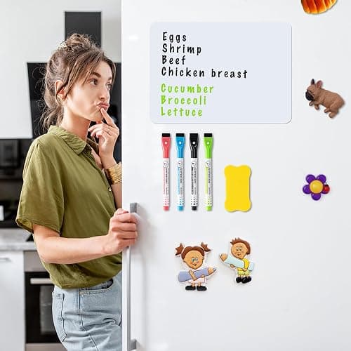 2-Pack Magnetic Dry Erase Board Sheet for Refrigerator, 12"X8" Erasable Fridge Whiteboard with 4 Markers & 1 Eraser, Small Flexible Magnet Blank Notepad for Home Kitchen Organizer Planner to-Do List thumbnail 2