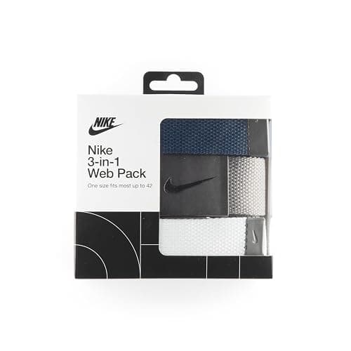 Nike Men's 3 Pack Golf Web Belt, White/Gray/Navy, One Size thumbnail 3