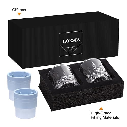 Whiskey Rocks Glass, Set of 4 (2 Crystal Bourbon Glasses, 2 Round Big Ice Ball Molds) In Gift Box - 10 Oz Old Fashioned Glasses for Scotch Cocktail Rum Cognac Vodka Liquor, Unique Gifts for Men thumbnail 5