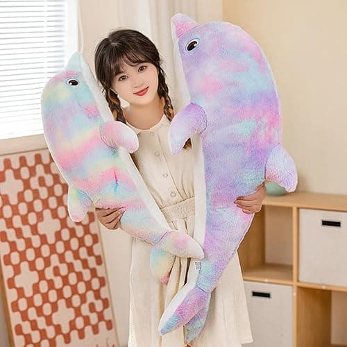 LVPU Dolphin Stuffed Animals Plush Pillows Soft Sea Animal Plush Toys Dolls Stuffed Animal Plushies Gifts for Kids (Purple Orchid-19.2 Inches) thumbnail 6