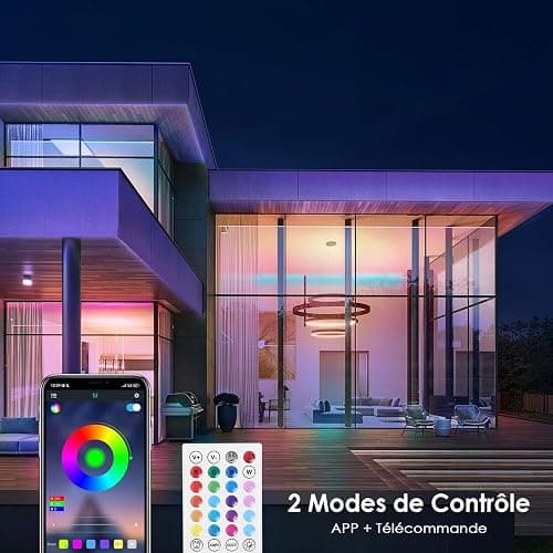HOVVIDA Ruban LED 20M, 30 LED/Mètre, 2x10M, 24V RVB Bande LED, 600 LED, APP et Télécommande, Synchronisation de la Musique, Mode Minuterie, pour Chambre, Salle de Jeux, Fête, Festival thumbnail 2