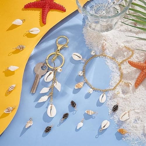 PH PandaHall Shell Pendants Spiral Seashells Craft Charms Cowrie Sea Shells Pendant Natural Shell Charms Conch Shells with Loop Bail thumbnail 5