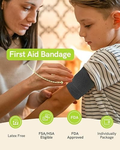 FriCARE Self Adhesive Bandage Wrap, Medical Tape in First Aid Kit, Cohesive Bandages for Wounds Sport Vet, 2 Inches X 5 Yards 6 Rolls, Classic thumbnail 2