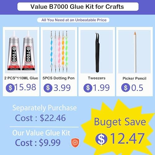 B7000 Adhesive Rhinestones Glue for Crafts, 2PCS 110ml / 3.7 fl oz with 5 Dotting Pen Tool, Wax Pencil and Tweezer, Jewelry Glue for DIY Craft, Makeup, Shoes, Jewelry Making, Nail Art thumbnail 2