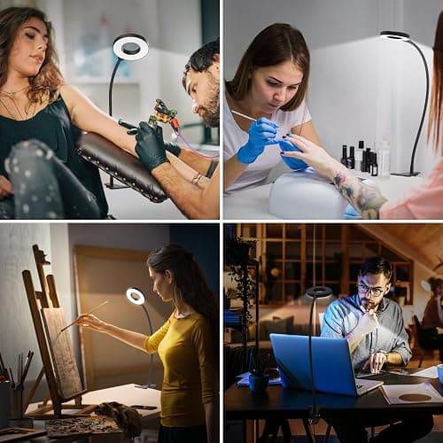 iZELL Desk Lamp, LED Reading Light with Clamp, 3 Color Modes & 10 Brightness Silicone Flexible Arm Book Light for Kids Reading Book in Bed at Night Clip on Table, Zoom Meetings - 15.8'' Black thumbnail 6