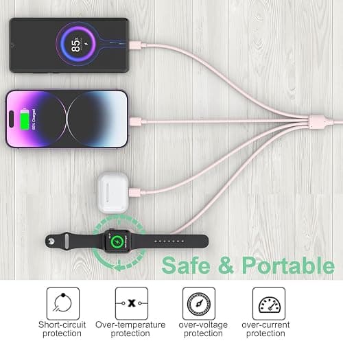 Travel 6-in-1 Multi USB C Universal Apple Smart iWatch Fast Charging Cable,3M Type C+USB A Watch Charger+Lightning*2+Type C Cord Combo Adapter for iWatch Series 8 7 6 5 4 3 2 SE/iPhone 14 13/iPad thumbnail 5
