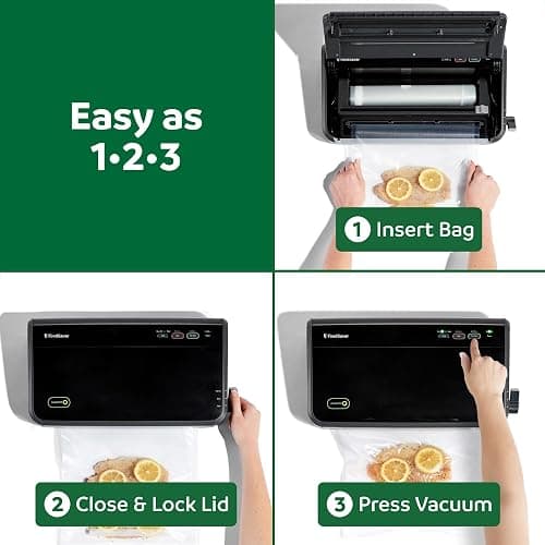 FoodSaver Vacuum Sealer Machine, Automatic Bag Detection, Sous Vide Friendly, with sealer bags, roll, handheld vacuum sealer, black thumbnail 9