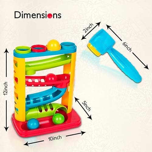 Durable Pound A Ball Toys for Toddler, Stacking, Learning, Active, Early Developmental Hammer Montessori Toys, Fun Gifts for Boy & Girl - STEM Educational Toy - Great Birthday Gift Ages 1 2 3 thumbnail 3