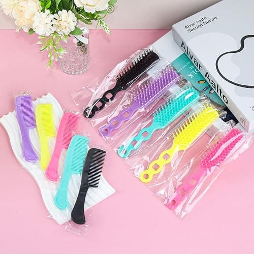 Hair Brush and Combs Bulk Individually Wrapped for Homeless,Disposable Hair Combs Bulk Hair Brushes Detangling Hairbrush for Women Shelter Nursing Hotel Church Charity Supplies100 thumbnail 3