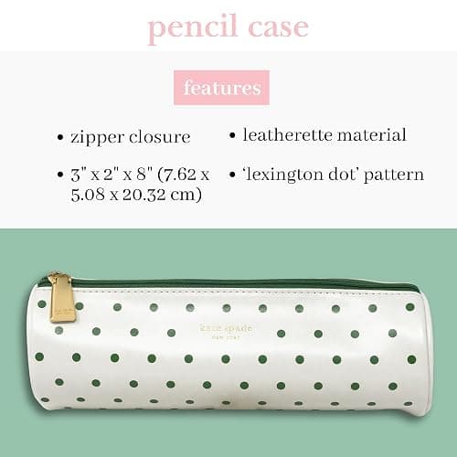 kate spade new york Leatherette Pouch, Lexington Dot | Faux Leather Pen and Pencil Case, Slim Long Pouch for Small Supplies and Cosmetics Organization for Women with Zipper Closure thumbnail 4