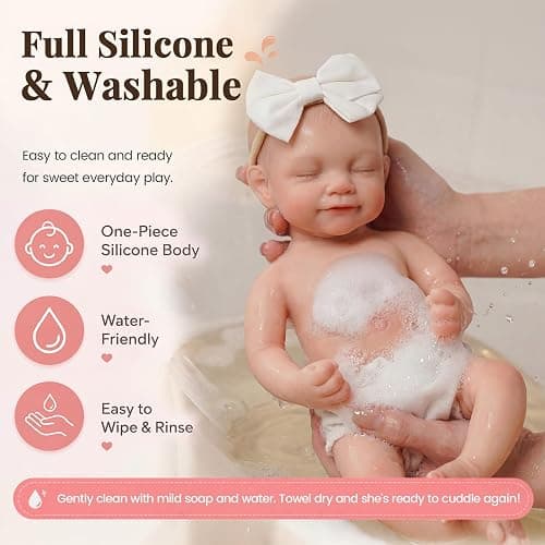 BABESIDE Full Body Silicone Reborn Baby Dolls - 12 Inch (Weight 3 lb) Weighted Full Silicone Realistic-Newborn Baby Doll Real Life Baby Dolls with Complete Accessories & Gift Box thumbnail 7