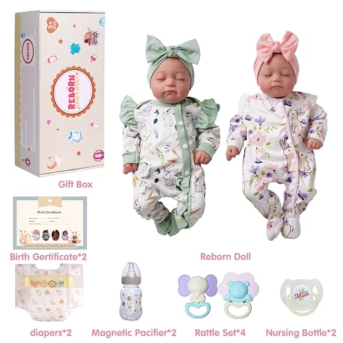 BABESIDE Lifelike Reborn Baby Dolls Twins, 20 inch Realistic Newborn Boy Girl Soft Vinyl and Cloth Body Real Life Baby Dolls Sleeping with Accessories for 3+ Year Old Kids Gifts thumbnail 5