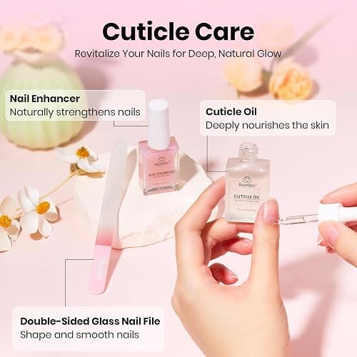 Beetles Gel Polish Remover Kit Nail Care Kit Nail Prep Set Cuticle Oil Cuticle Remover Nails Strengthener 14pcs Manicure Tools Glass Files Removal Foil Wraps Cuticles Trimmer Pushers Gift for Women thumbnail 5