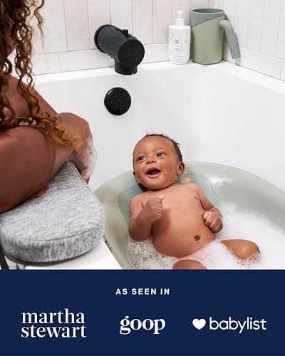 Lalo Bathtime Starter Kit - Modern Baby Bathtub, Rinse Cup & Spout Cover Bundle, Safe & Clean Design for Newborns, Minimalist Design, Easy to Clean, 25.3 x 18 x 7.7 in, 10 lb - Sage - Sage thumbnail 6