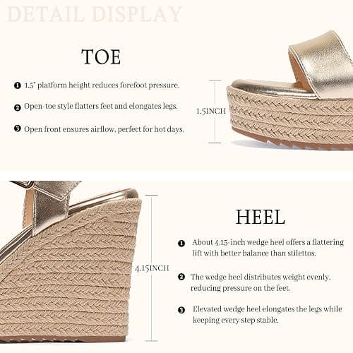 VICKI·VICKI Women's Platform Sandals Wedge Ankle Strap Open Toe Sandals thumbnail 6