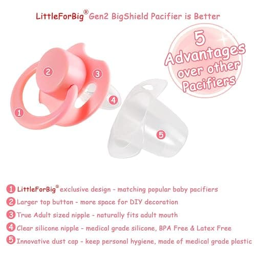 LittleForBig Bigshield Generation-II Big Sized Pacifier Pink thumbnail 2