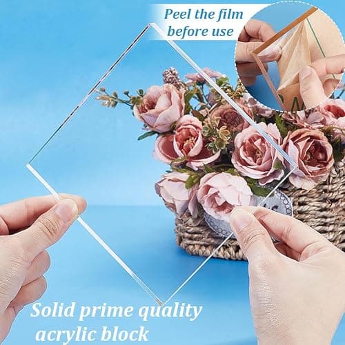 AHANDMAKER Acrylic Base Stand 5x5 Inch Square Clear Polished Block Cube Riser Display Pedestal Stands for Collectibles Jewelry Props Collection Display Home Decor thumbnail 4