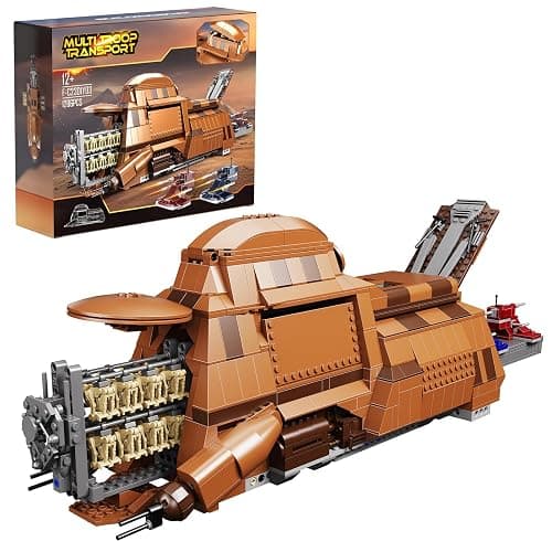 BuildingBoat Battle Trade Federation Droid Ship Multi Troop Transport Building Kit, Battle Soldiers Troop Carrier with 2 Droidekas & 8 Machine Gun,Builidng Toy for Kids Ages 12+(1286 Pieces) - Image 1