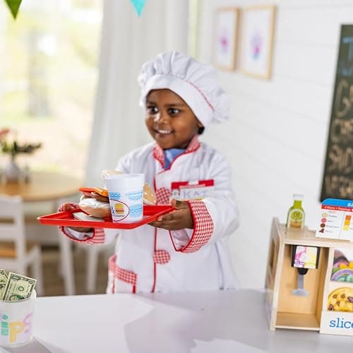Melissa & Doug Chef Role Play Costume Dress-Up Set (8-Piece) - Chef's Jacket, Hat, Name Tag - Pretend Chef Dress up Outift with Realistic Accessories, Kids Dress Up for Toddlers & Children Ages 3+ thumbnail 3