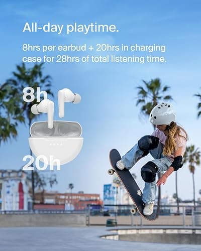 Belkin SoundForm Nano 2 Bluetooth Earbuds for Kids with Built-in Microphone, 28H Battery Life, Safe 85dB Volume, IPX5 Water Resistance - Kids Bluetooth Earbuds for iPhone,iPad,Galaxy,& More -White thumbnail 2