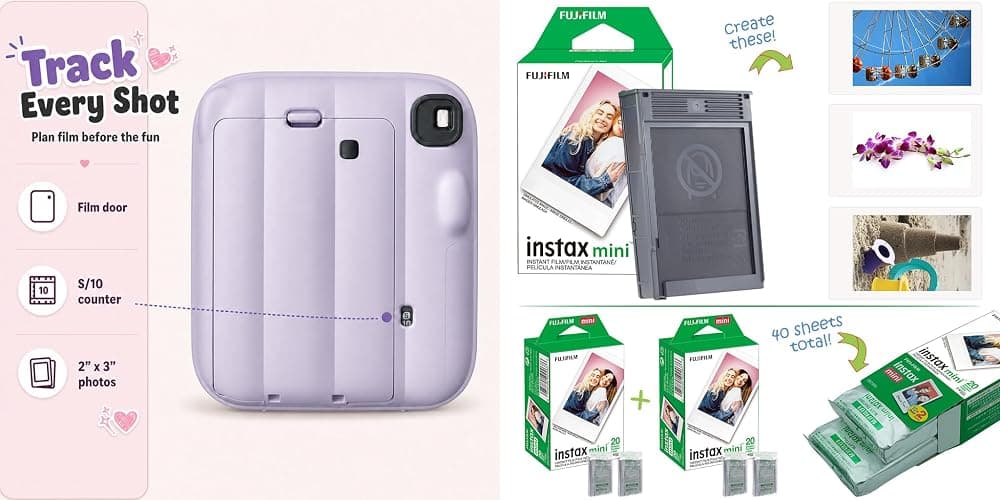 Fujifilm Instax Mini 13 Instant Camera Dreamy Purple + MiniMate Accessory Bundle with Custom Case + Fuji Instax Film Value Pack (40 Sheets) & Photo Album thumbnail 4