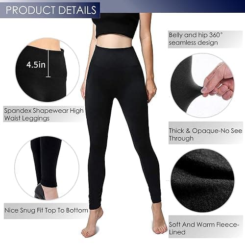 Diravo Fleece Lined Leggings Womens Fashion High Waist Tummy Control Leggings for Women Winter Warm thumbnail 3