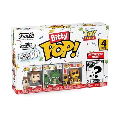 Funko Bitty Pop! Toy Story - Woody 4PK - Woody, Rex, Slinky Dog and A Surprise Mystery Mini Figure - 0.9 Inch (2.2 Cm) Collectable - Stackable Display Shelf Included - Gift Idea - Cake Topper thumbnail 3