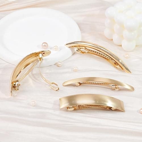 6pcs Women Gold Hair Clips Metal Flat Hair Clips Tortoise Retro Gold Hair Barrettes French Clip Barrettes for Women Lady thumbnail 3