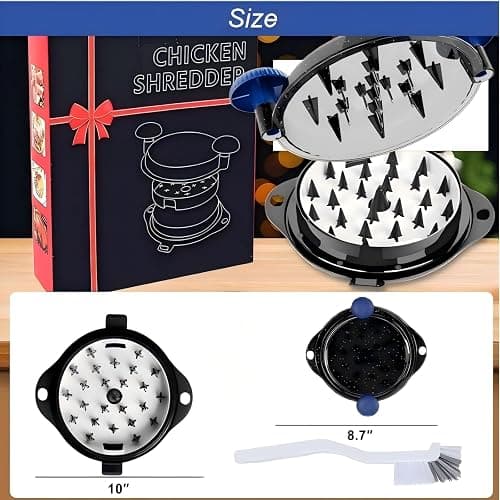 Chicken Shredder Tool Twist Large - Meat Shredder for Chicken Breast Pork Beef with Upgraded Stainless Steel Spikes BPA-Free Kitchen Essentials Gadgets Wall Mounted Design (Blue&Black) thumbnail 7