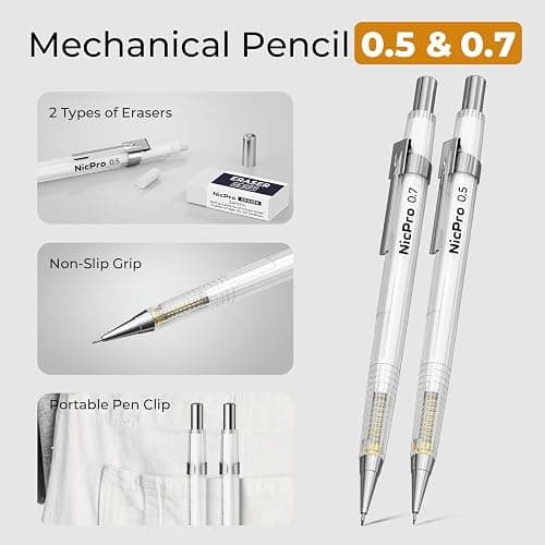 Nicpro 22 PCS Compass Geometry Tools with Case, Drafting Tools Geometry Set with Swing Arm Protractor, Rulers, Metal Compass, Square Set, Mechanical Pencil, Back to School Supplies for Students thumbnail 6