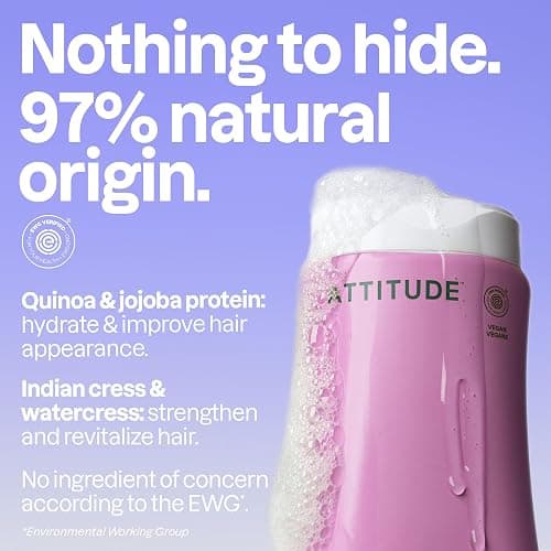 ATTITUDE Moisture Rich Hair Shampoo, EWG Verified, For Dry and Damaged Hair, Naturally Derived Ingredients, Vegan and Plant Based, Quinoa and Jojoba, 16 Fl Oz thumbnail 3