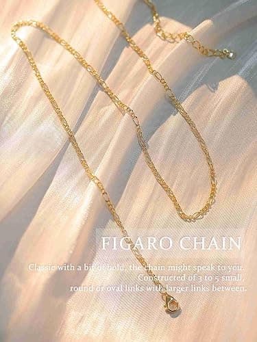 Krfy 14K Gold Plated Chain Necklace for Women Trendy - 925 Sterling Silver Clasp Dainty Choker Necklace 14/16/18/20 inch Thin Simple Box Figaro Chain Herringbone Necklace Jewelry for Women thumbnail 2