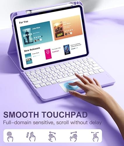 Harvopu Compatible for iPad 11th 10th Generation Case with Keyboard, Folio Cover with Pencil Holder, Multi-Touch Trackpad, 7 Color Backlit, Detachable Keyboard for iPad (A16) 11th/10th Gen (Purple) thumbnail 3