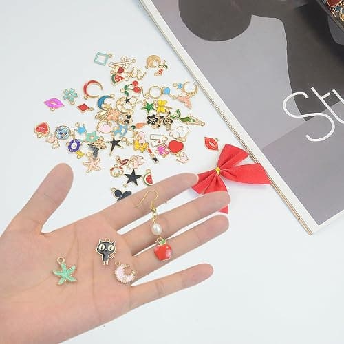 300 pièces Mini Charms de Bijoux Colorés en Gros Petits Pendentifs pour Bricolage Colliers, Boucles d'Oreilles, Bracelets, Cadeau de Mariage Personnalisé, Kit de Création, Décoration, Fabrication de thumbnail 6