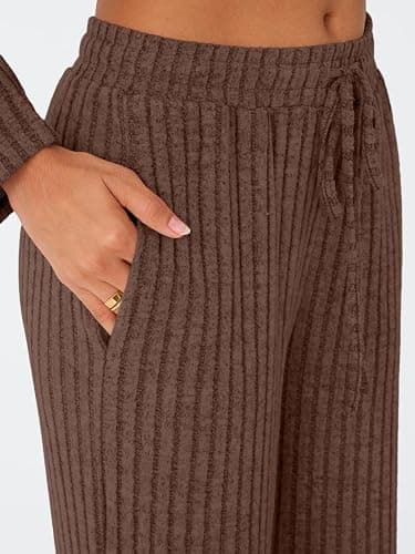 LILLUSORY Womens Lounge Sets 2 Piece Matching Pajamas Fall Fashion 2025 Ribbed Knit Outfits Long Sleeve Casual Sweatsuits thumbnail 5