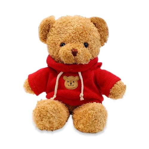 AUCOOMA plush teddy bear w/ red hoodie - Image 1