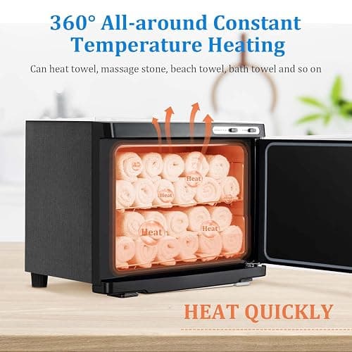 Hot Towel Warmer Cabinet with LED Light - JXSDLIY 23L Large Capacity Towel Cabinet for Bathroom 2-in-1 Professional Hot Towel Warmers for Facials SPA Massage Salon Heats Up Quick Towel Heater (black) thumbnail 6