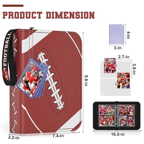 Mlikero 440 Pockets Football Card Binder, Sports Card Binder with Card Display Design, Premium Card Ablums with Sports Pattern Wristband Fit for Football Cards 2026 thumbnail 6