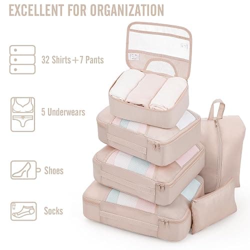 Veken 8 Set Packing Cubes for Travel, Birthday Gifts for Women Mom Her, Cruise Ship Essentials Accessories for Beach Vacation, Suitcase Organizer Bags for Luggage with Hanging Toiletry & Shoe Bag thumbnail 5