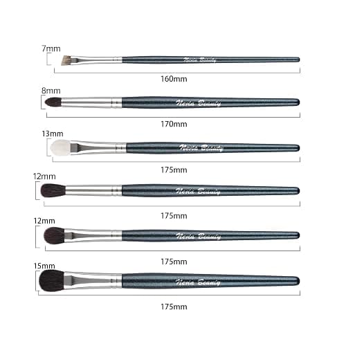 EVRCHGIEA Natural Goat Hair Eye Makeup Brush Set, 6 Pcs Professional Blending Eyeshadow Makeup Brushes for Concealer Eyebrows Eyeliner, Soft Hairs & Wood Handle… (blue 6pcs) thumbnail 4