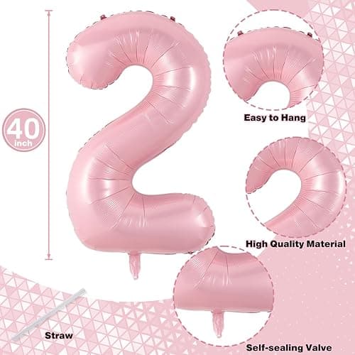 Light Pink 12th Birthday Balloon for Girls, 40'' Mylar Self Inflating Number 12 Balloon, Big Foil 1 & 2 Helium Pastel Pink Balloon for Women 21st Birthday Party Decoration Anniversary Decor Supplies thumbnail 3