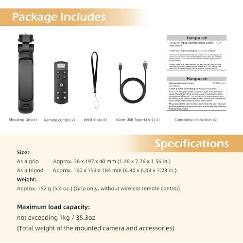 (Auris) for Sony Tripod Wireless Shooting Grip with Shutter Release - Mini-Tripod with Rechargeable Remote Control for ZV-E10/ZV-E1/ZV-1/ZV-1F/RX100 VII/RX0 II/A6700/A6400/A6600/A7 III/FX3/FX30 - for Vlogging thumbnail 9