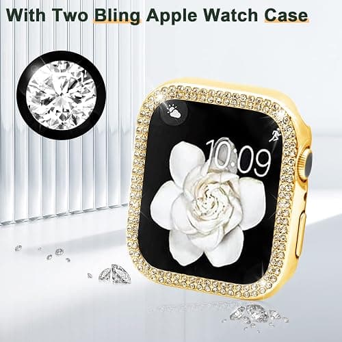 Mosonio Bling Bands for Apple Watch Women and 2P Case,Metal Band for iwatch | Size Options-Fits for Apple Watch Series 11/10/9/8/7/SE/6/5/4/3/2/1/Ultra- 38mm 40mm 41mm 42mm 44mm 45mm 46mm 49mm thumbnail 4